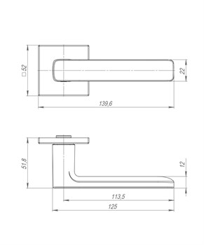 Ручка Punto (Пунто) раздельная K.ARC.Q52.VIVA GR-23 графит ТРОСИК - фото 115728