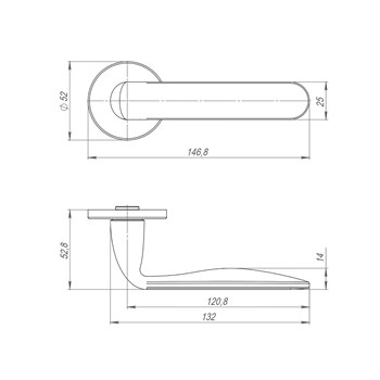 Ручка Punto (Пунто) раздельная R.ARC.R52.EXTRA SN-3 мат.никель - фото 115923