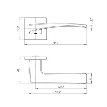 Ручка Punto (Пунто) раздельная K.ARC.Q52.LOTUS SN-3 мат.никель - фото 115929