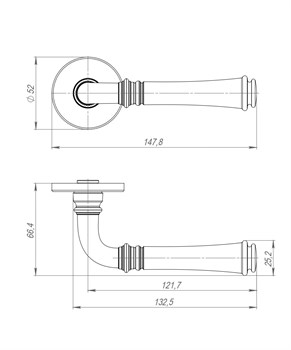 Ручка Punto (Пунто) раздельная R.ARC.R52.SORENTO CP-8 хром ТРОСИК - фото 116318