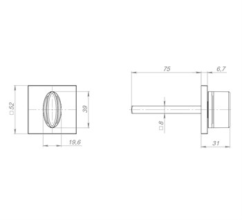 Ручка Fuaro (Фуаро) поворотная BKW8x75.K.TRG52 BL-24 черный ПЛАСТИК - фото 117369