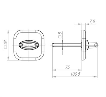 Ручка Fuaro (Фуаро) поворотная BKW8x75.K.XL62 (BKW8x75 XL) BL-24 черный - фото 117373