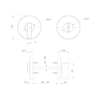 Ручка Punto (Пунто) поворотная BK6.R.EST.R52.JOY SN-3 матовый никель - фото 117430