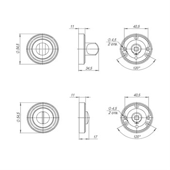 Ручка Punto (Пунто) поворотная BK6 ML SN/CP-3 матовый никель/хром - фото 117560