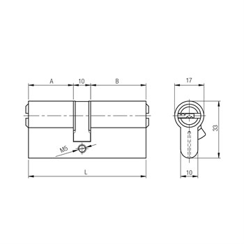 Цилиндровый Kale kilit (Кале килит) механизм 164 SN/70 (30+10+30) mm никель 5 кл. - фото 118056