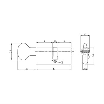 Цилиндровый механизм Kale kilit (Кале килит) с вертушкой 164 SM/70 (30+10+30) mm никель 5 кл. - фото 118193