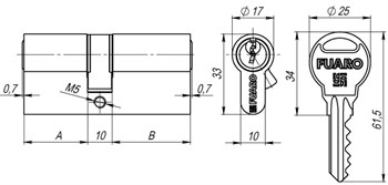 Цилиндровый Fuaro (Фуаро) механизм R300/60 mm-BL (25+10+25) AB бронза 5 кл. БЛИСТЕР - фото 118253