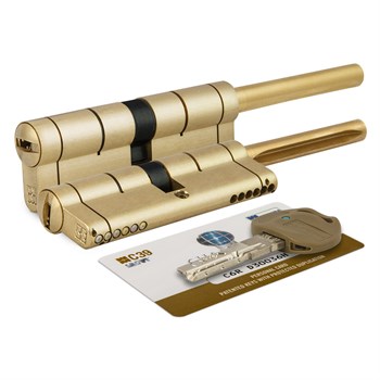 Цилиндровый механизм Mottura (Моттура) под вертушку (дл. шток) C39P513101LC5 (82 мм/46+10+26), ЛАТУНЬ (PVD) - фото 118682