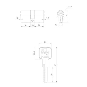 Цилиндровый Punto (Пунто) механизм Z3000Key90(35+10+45) BL черный - фото 118829