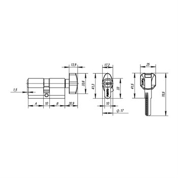 Цилиндровый Punto (Пунто) механизм MaxPro7000Key70mm(30+10+30) CP хром 7key - фото 118919