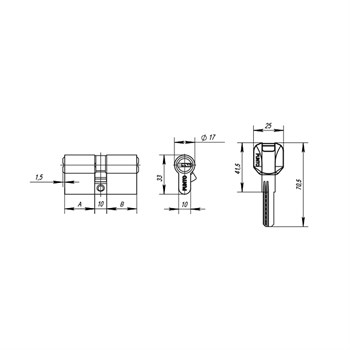 Цилиндровый Punto (Пунто) механизм MaxPro7000Key70mm(30+10+30) SN никель 7key - фото 119005