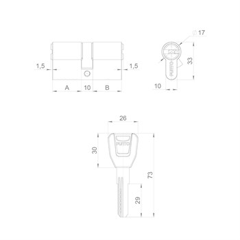 Цилиндровый Punto (Пунто) механизм (A200/70) A2000Key70(25+10+35) SN никель - фото 119120