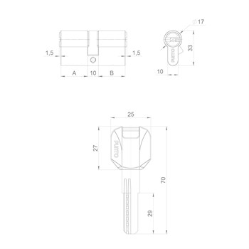 Цилиндровый Punto (Пунто) механизм (Z400/80) Z4000Key80(30+10+40) CP хром - фото 119185