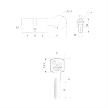 Цилиндровый Punto (Пунто) механизм Z3002Knob120(55+10+55) с вертушкой CP хром - фото 119200