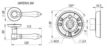 Ручка Fuaro (Фуаро) раздельная R.SM58.IMPERIA (IMPERIA SM) AB-7 матовая бронза - фото 125497