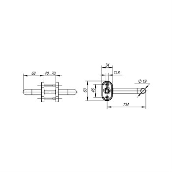 Ручка Fuaro (Фуаро) раздельная R.DSS304-0203P/19 (квадрат 8х110 мм) INOX 304 (овальное основание) - фото 125599