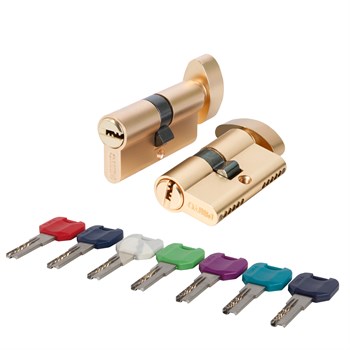 Цилиндровый Punto (Пунто) механизм MaxPro7002Knob60mm(25+10+25) SSG сатин.золото 7key с вертушкой - фото 129107