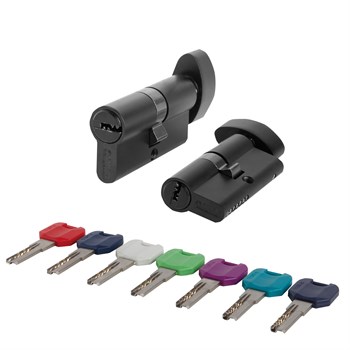 Цилиндровый Punto (Пунто) механизм MaxPro7002Knob52mm(21+10+21) BL черный 7key с вертушкой - фото 129357