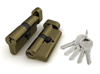 Цилиндровый Fuaro (Фуаро) механизм (100 ZM/60) 1000ZMKnob60(25+10+25) AB бронза 5Key с вертушкой - фото 129408