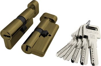 Цилиндровый Fuaro (Фуаро) механизм (R602/60) R6002Knob60(25+10+25) AB бронза 5Key с вертушкой - фото 129423