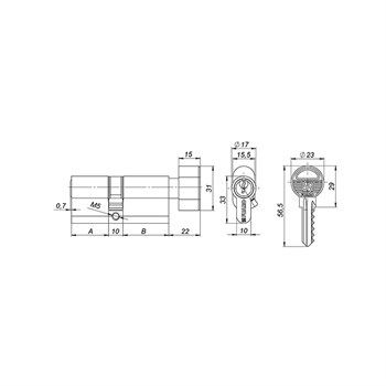 Цилиндровый Fuaro (Фуаро) механизм 1000ZM Knob70(30+10+30) SSG сатинированное золото, 5Key с вертушкой - фото 129487