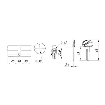 Цилиндровый Fuaro (Фуаро) механизм (D-PRO502-8/80) D-PRO5002-8Knob80(40+10+30) CP хром 5+1Key с верт. перекод. - фото 129551