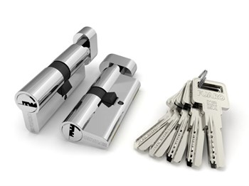 Цилиндровый Fuaro (Фуаро) механизм (R602/60) R6002Knob60(25+10+25) CP хром 5Key с вертушкой - фото 129576