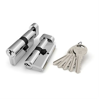 Цилиндровый Fuaro (Фуаро) механизм (R302/60) R3002Knob60(25+10+25) CP хром 5Key с вертушкой - фото 129594