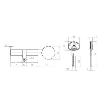 Цилиндровый Fuaro (Фуаро) механизм (D-PRO502/100) D-PRO5002Knob100(45+10+45) CP хром 5Key - фото 129753