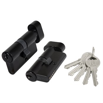 Цилиндровый Fuaro (Фуаро) механизм (100 ZM/70) 1000ZMKnob70(30+10+30) BL черный, 5 кл. с вертушкой - фото 129807