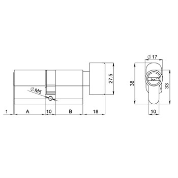Цилиндровый Fuaro (Фуаро) механизм (200 ZM/110) 2000ZM Knob 110 (45+10+55) BL-24 черный 5Key с вертушкой - фото 129818