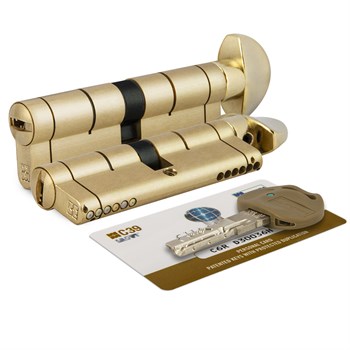 Цилиндровый механизм Mottura (Моттура) с вертушкой C39F464601RLC5 (92 мм/41+10+41), ЛАТУНЬ (PVD) (верт. 99.506) - фото 130451