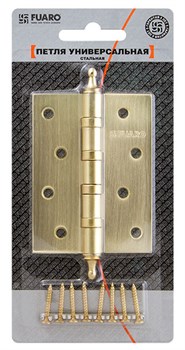Петля Fuaro (Фуаро) универсальная IN4400UA-BL SB (4BB/A/BL 100x75x2,5) мат. золото БЛИСТЕР - фото 132677