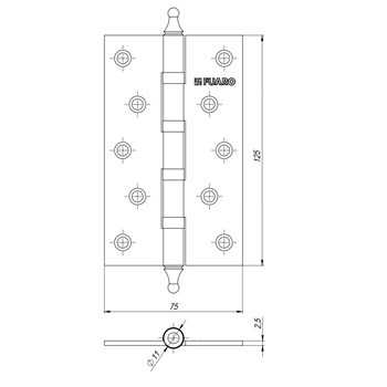 Петля Fuaro (Фуаро) универсальная IN5400UA-BL SB (4BB/A/BL 125x75x2,5) мат. золото БЛИСТЕР - фото 132683
