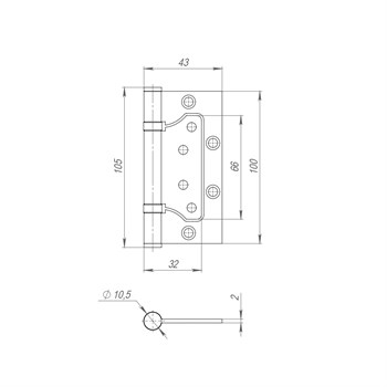 Петля Fuaro (Фуаро) универсальная без врезки IN4300W CP (300-2BB 100x2) (хром) - фото 132790