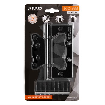 Петля Fuaro (Фуаро) универсальная без врезки IN4500W-BL BN (500-2BB/BL 100x2,5) черный глянец БЛИСТЕР - фото 132858