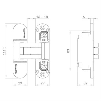 Петля Armadillo (Армадилло) скрытой установки U3D6002.TG AB бронза - фото 133247