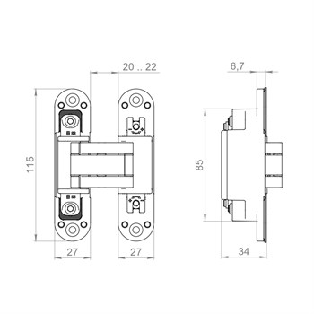 Петля Armadillo (Армадилло) скрытой установки U3D4100.VPG SC мат. хром TECH - фото 133268
