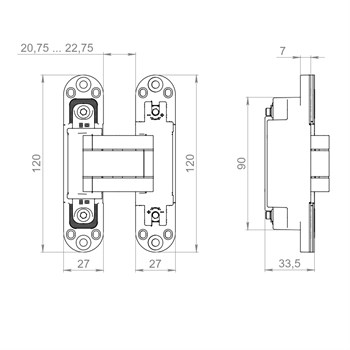 Петля Armadillo (Армадилло) скрытой установки U3D7002 SC мат. хром TECH - фото 133272