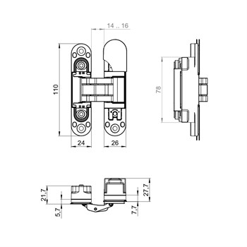 Петля Armadillo (Армадилло) скрытой установки U3D1901.VPG SC мат. хром TECH - фото 133279