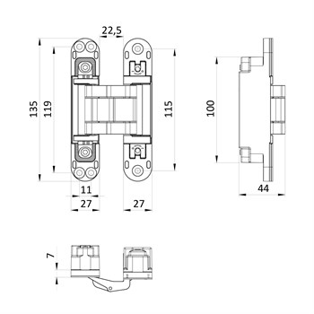 Петля Armadillo (Армадилло) скрытой установки U3D7803.VPG FSG флор. золото TECH - фото 133308