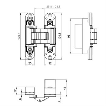 Петля Armadillo (Армадилло) скрытой установки U3D5780.VPG SC мат. хром TECH - фото 133332
