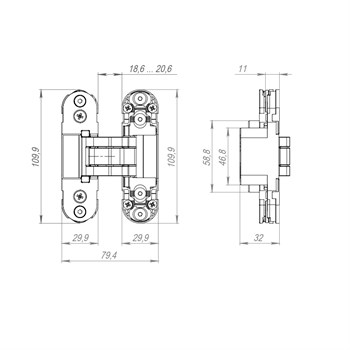 Петля Armadillo (Армадилло) скрытой установки LM/U3D2000.TG BL/BL черный - фото 133360