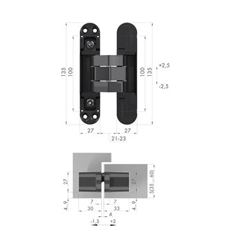 Петля Armadillo (Армадилло) скрытой установки U3D7800.VPG AB бронза TECH - фото 133402