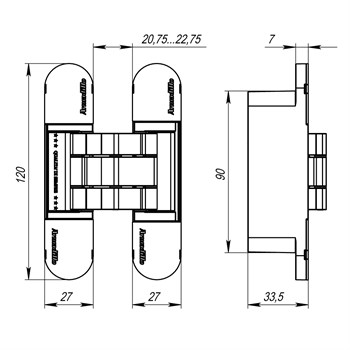 Петля Armadillo (Армадилло) скрытой установки U3D7000 BL (12060UN3D) черный TECH - фото 133609