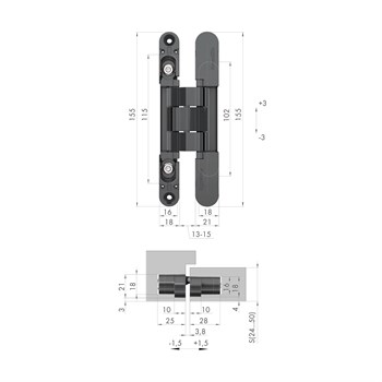Петля Armadillo (Армадилло) скрытой установки U3D2400.VPG BL черный TECH - фото 133632