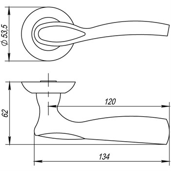 Ручка Punto (Пунто) раздельная R.TL54.RUMBA (RUMBA TL) SN/CP-3 матовый никель/хром - фото 81174