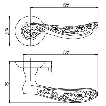 Ручка Punto (Пунто) раздельная R.TL54.FLOR (FLOR TL) CF-17 кофе - фото 81228