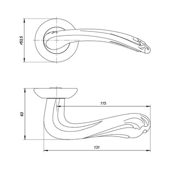 Ручка Punto (Пунто) раздельная LORENA ZR OS-9 античное серебро - фото 81572