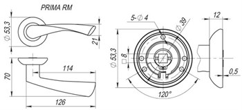 Ручка Fuaro (Фуаро) раздельная PRIMA RM SG/GP-4 - фото 81664